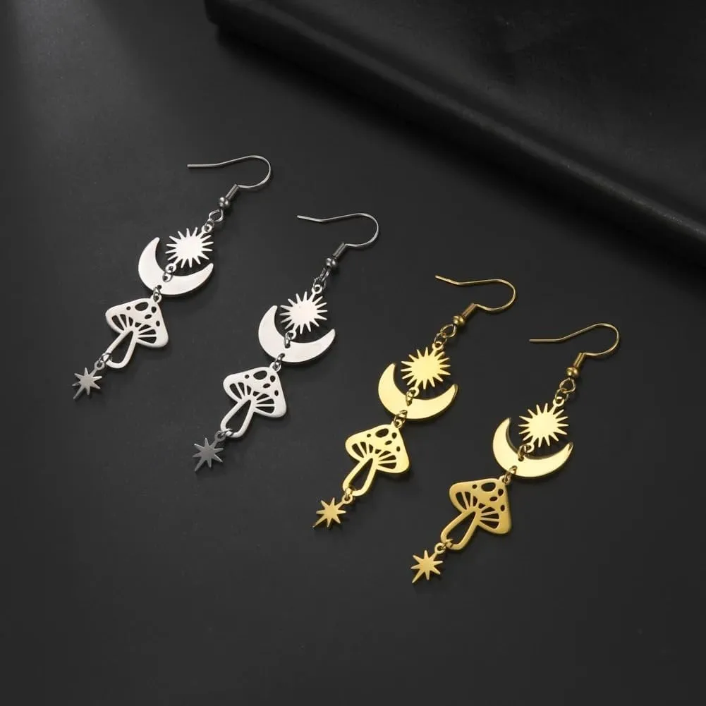 14K Gold Filled Star Earrings For Women - 925 Sterling Silver Minimalist Star Drop Earrings, Cloud Moon Star Drop Earrings, Y2k Star Earrings, Dangle Star Earrings