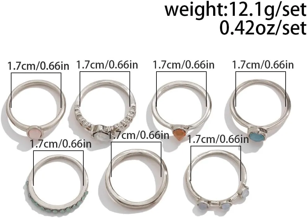 14K Gold Plated Stackable Knuckle Rings Set for Women Trendy Chunky Simulation Gemstone Signet Rings Dainty Midi Finger Rings Pack Aesthetic Statement Jewelry for Bridesmaid Wedding Gifts
