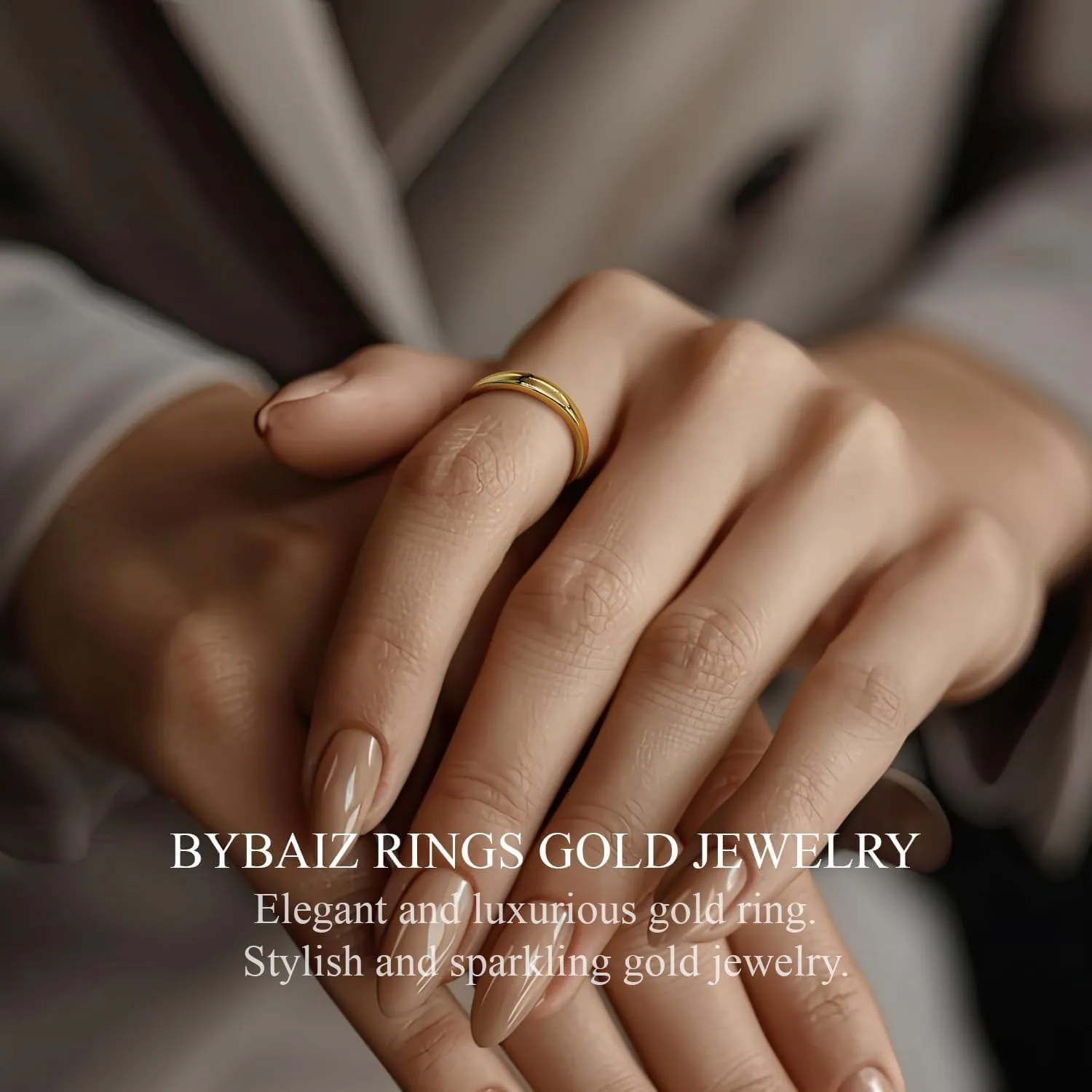 14K Gold Rings for Women and Mens Ring Non Tarnish Chunky Gold Ring Vintage Rings for Women Jewelry (5-9)