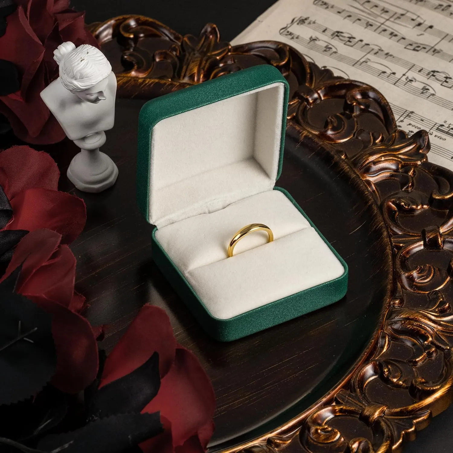 14K Gold Rings for Women and Mens Ring Non Tarnish Chunky Gold Ring Vintage Rings for Women Jewelry (5-9)