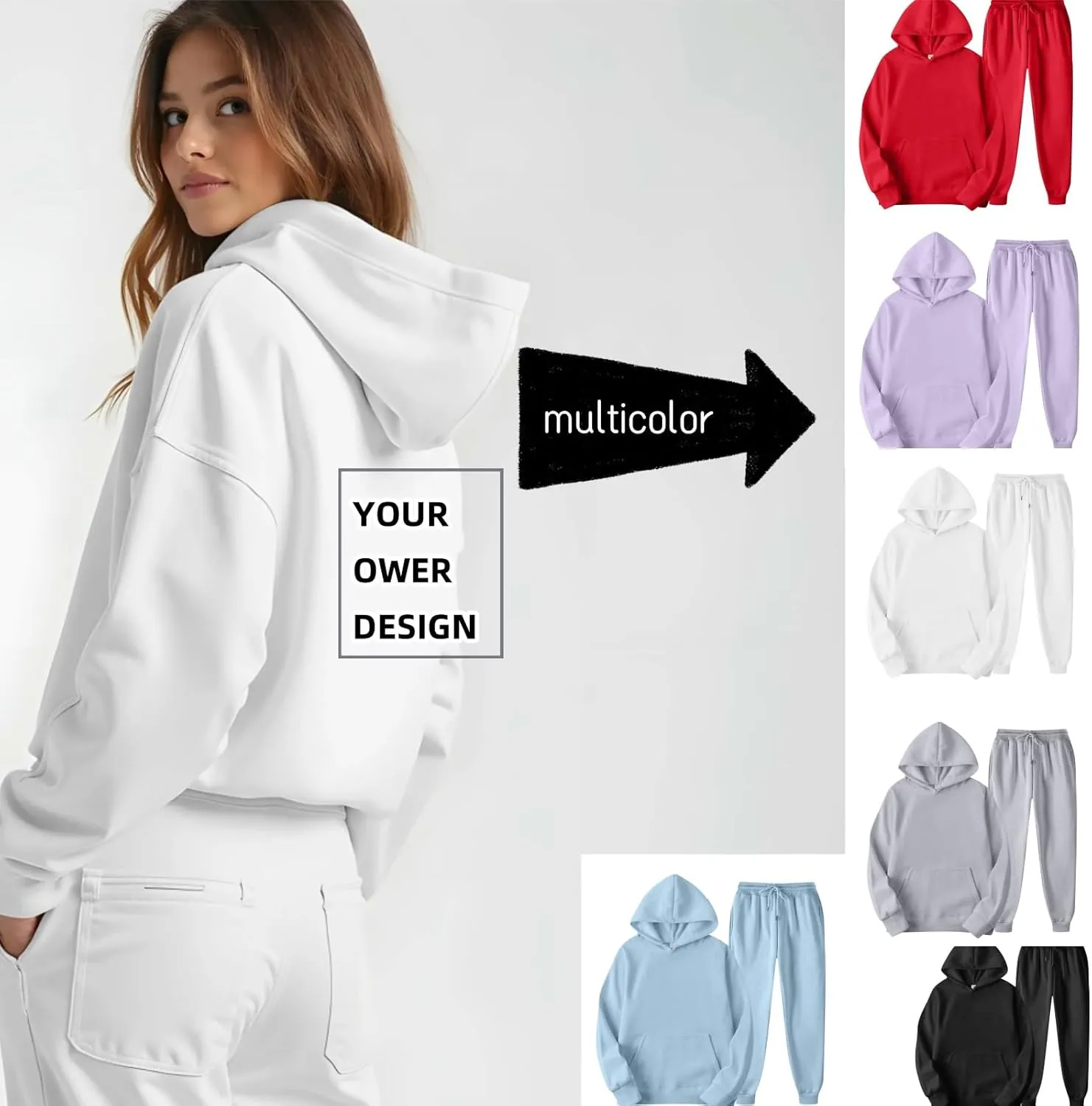 2 Piece Set Oversized With Pockets Hoodie Loose Fit Trendy Sweatsuit Baggy Fashion Sweatsuit Casual Y2k Set