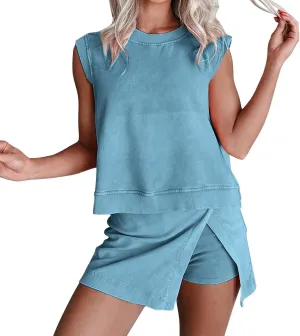 2 Piece Tops and Skorts for Woman Plus Size Athletic Tennis Dress for Women Summer Outfits for Women Sets Tracksuits