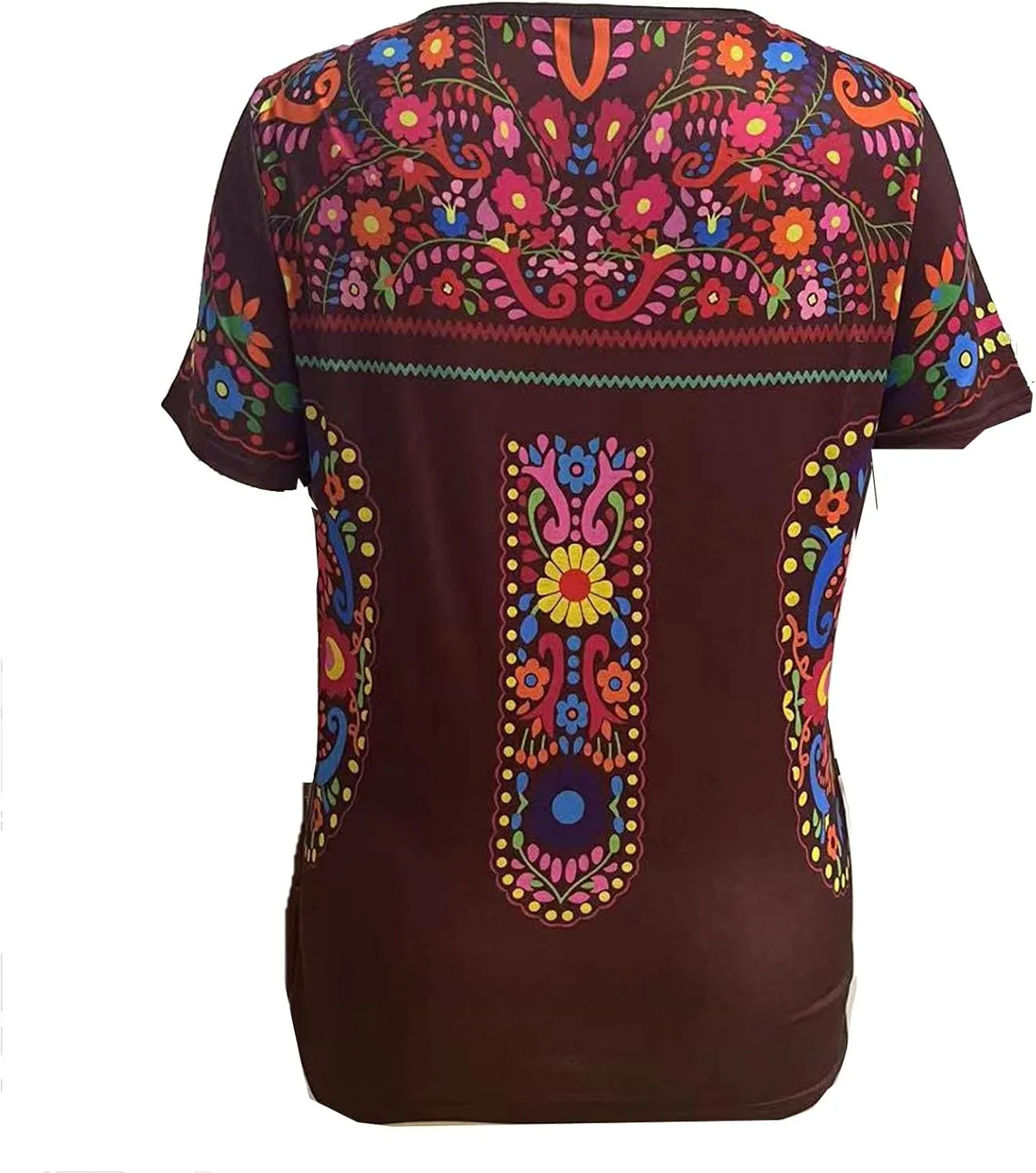 2024 Summer Short Sleeve Mexican Shirts for Women Floral Embroidered Print Blouse Ethnic Style Boho Tops T-Shirts