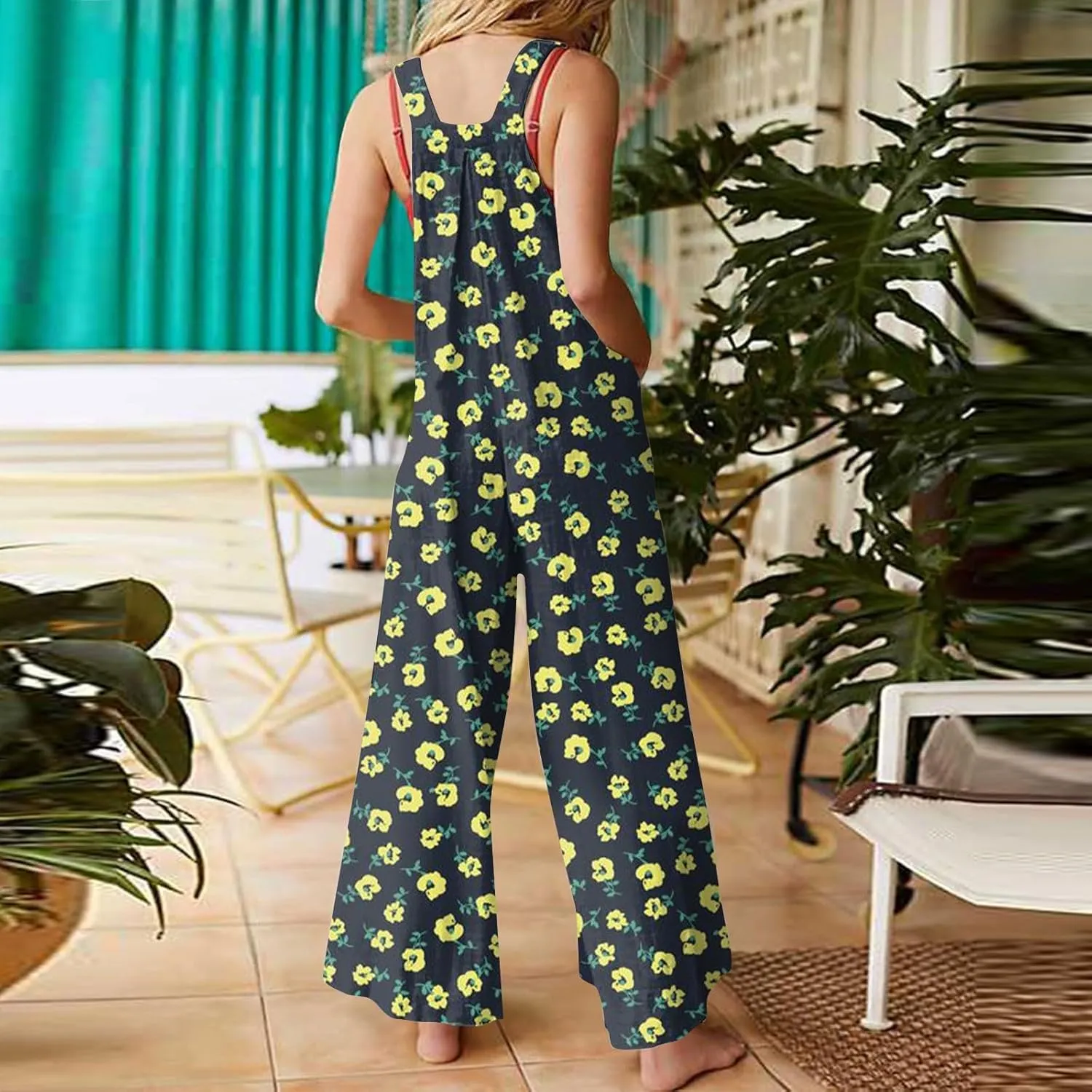 2025 Summer Overalls for Women Loose Fit Wide Leg Women's Jumpsuits, Rompers & Overalls Boho Floral Cute Outfits