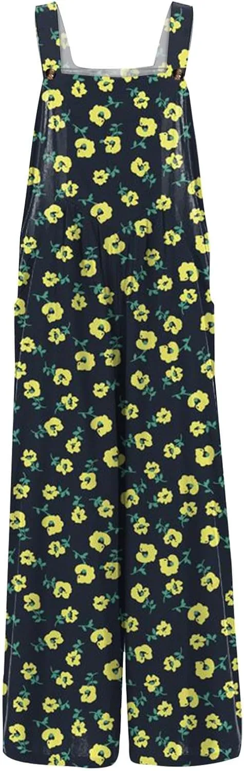 2025 Summer Overalls for Women Loose Fit Wide Leg Women's Jumpsuits, Rompers & Overalls Boho Floral Cute Outfits
