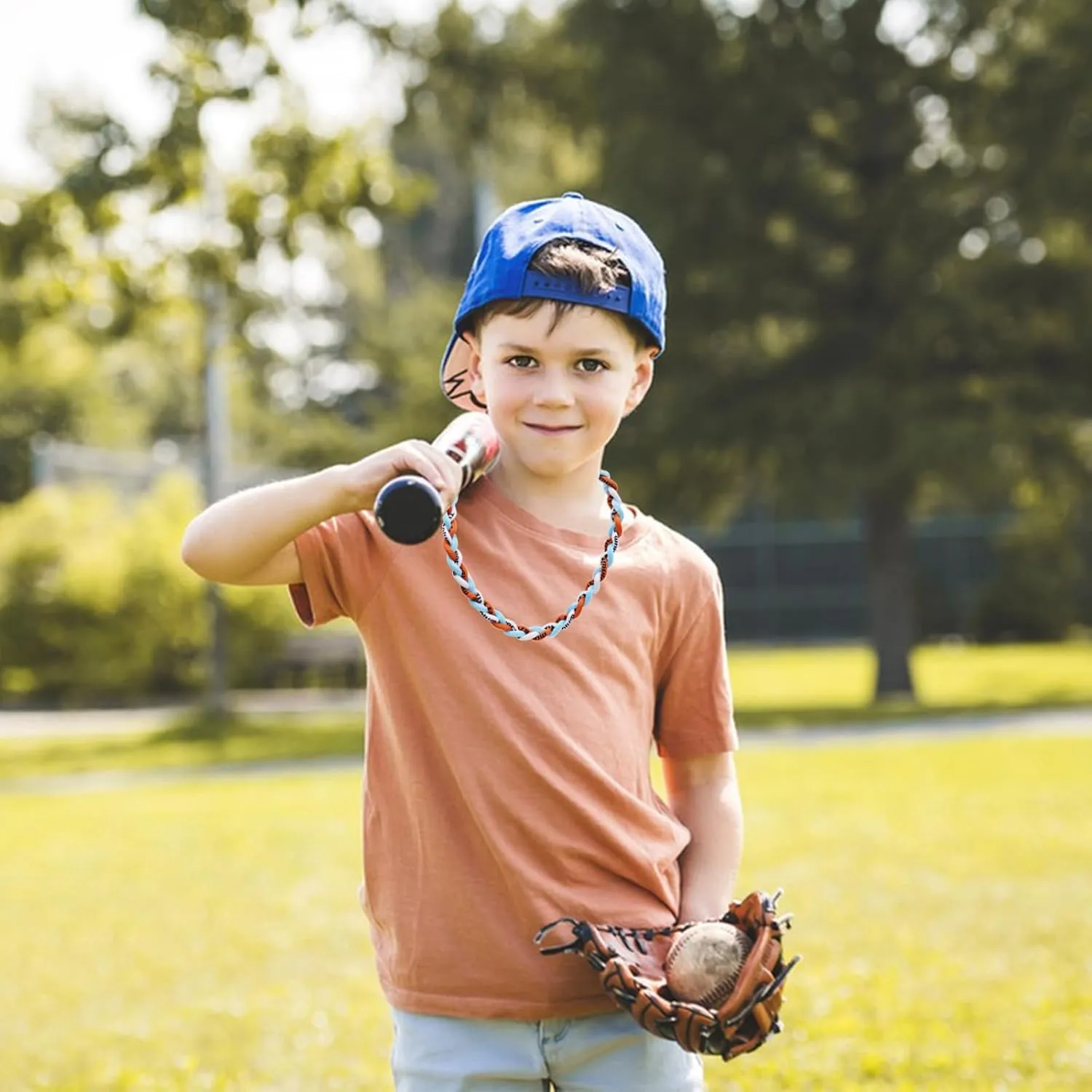 3 Pieces Baseball Necklaces Three Colors Three Braided Rope Tornado Titanium Necklaces Sport Rope Necklaces for Boys Men Player