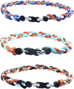 3 Pieces Baseball Necklaces Three Colors Three Braided Rope Tornado Titanium Necklaces Sport Rope Necklaces for Boys Men Player