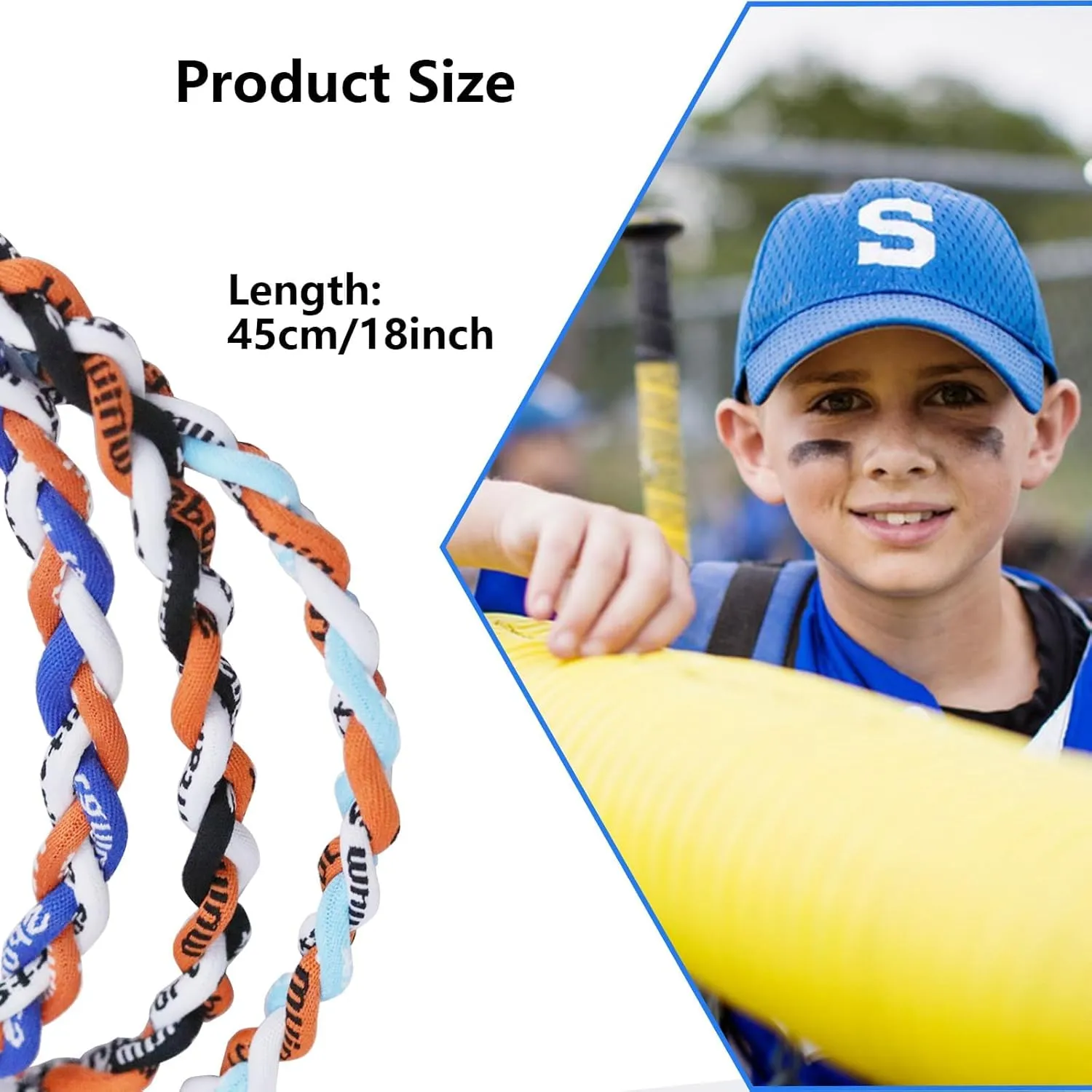 3 Pieces Baseball Necklaces Three Colors Three Braided Rope Tornado Titanium Necklaces Sport Rope Necklaces for Boys Men Player