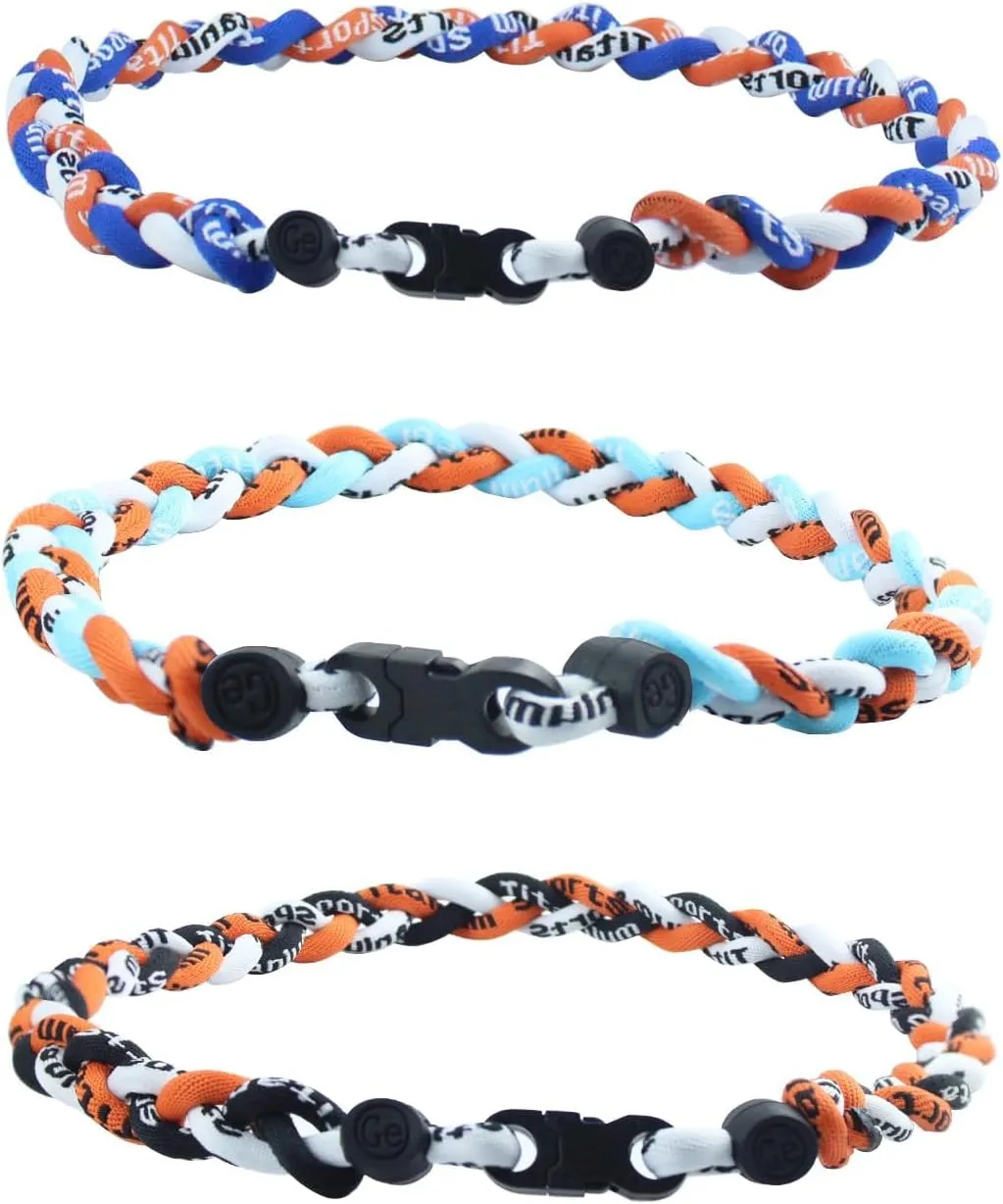 3 Pieces Baseball Necklaces Three Colors Three Braided Rope Tornado Titanium Necklaces Sport Rope Necklaces for Boys Men Player