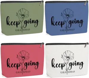 4 Pack Inspirational Christian Gifts Religious Gifts for Women Teachers Prayer Mom Makeup Bag,Travel Essentials Cosmetic Bags for Women,Birthday Graduation Christmas Bible Religious Thank You