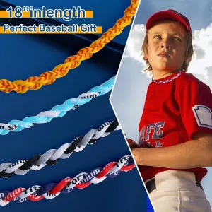 4 Pieces Baseball Necklaces Three Braided Rope Tornado Necklaces Sports Titanium Necklace Baseball Rope Necklaces