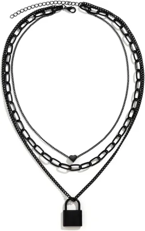 4pcs Black Layered Necklaces Trendy Retro Coin Pendant Necklace Dainty Chunky Link Chain Choker Necklaces Multilayer Adjustable Layering Chain Necklaces Set for Women Jewelry