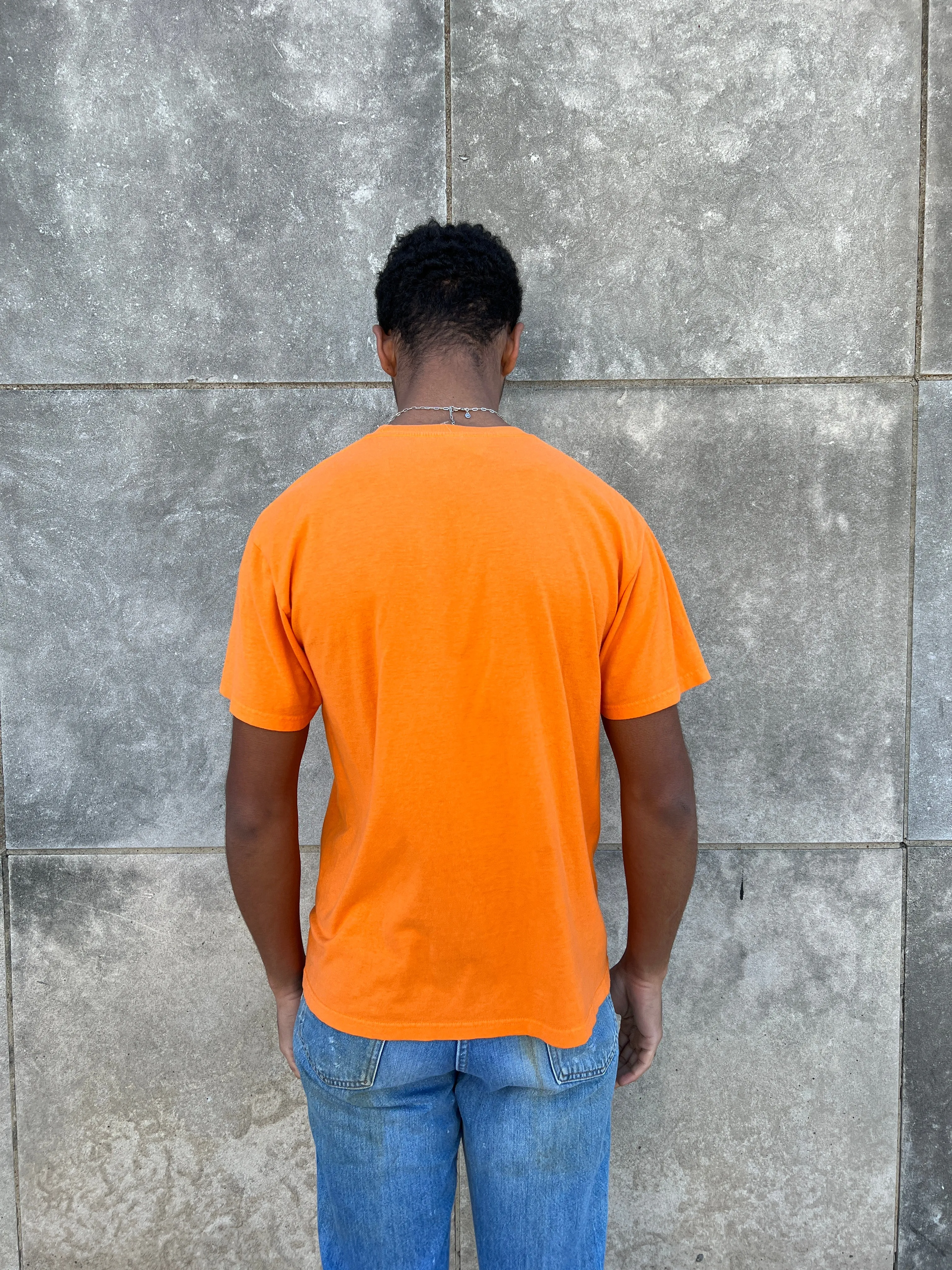 90s Vintage Orange T-shirt, 'Let Go' Anchor Graphic