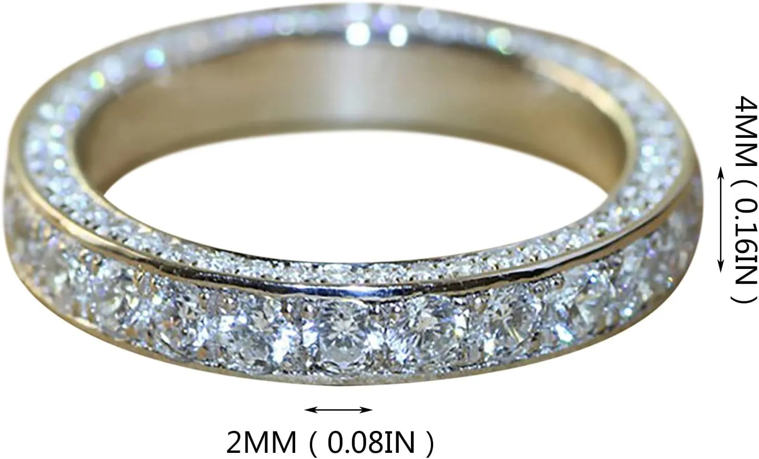 925 Silver Promise Ring for Couples Round Simulation Diamond Ladies Minimalist Stackable Wedding Engagement Band