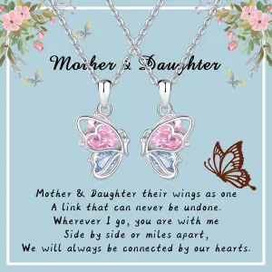 925 Sterling Silver Butterfly Matching Necklaces set 2 Mom and Daughter Necklaces Aunt Niece Matching Necklace Best Friend Friendship Necklaces for 2