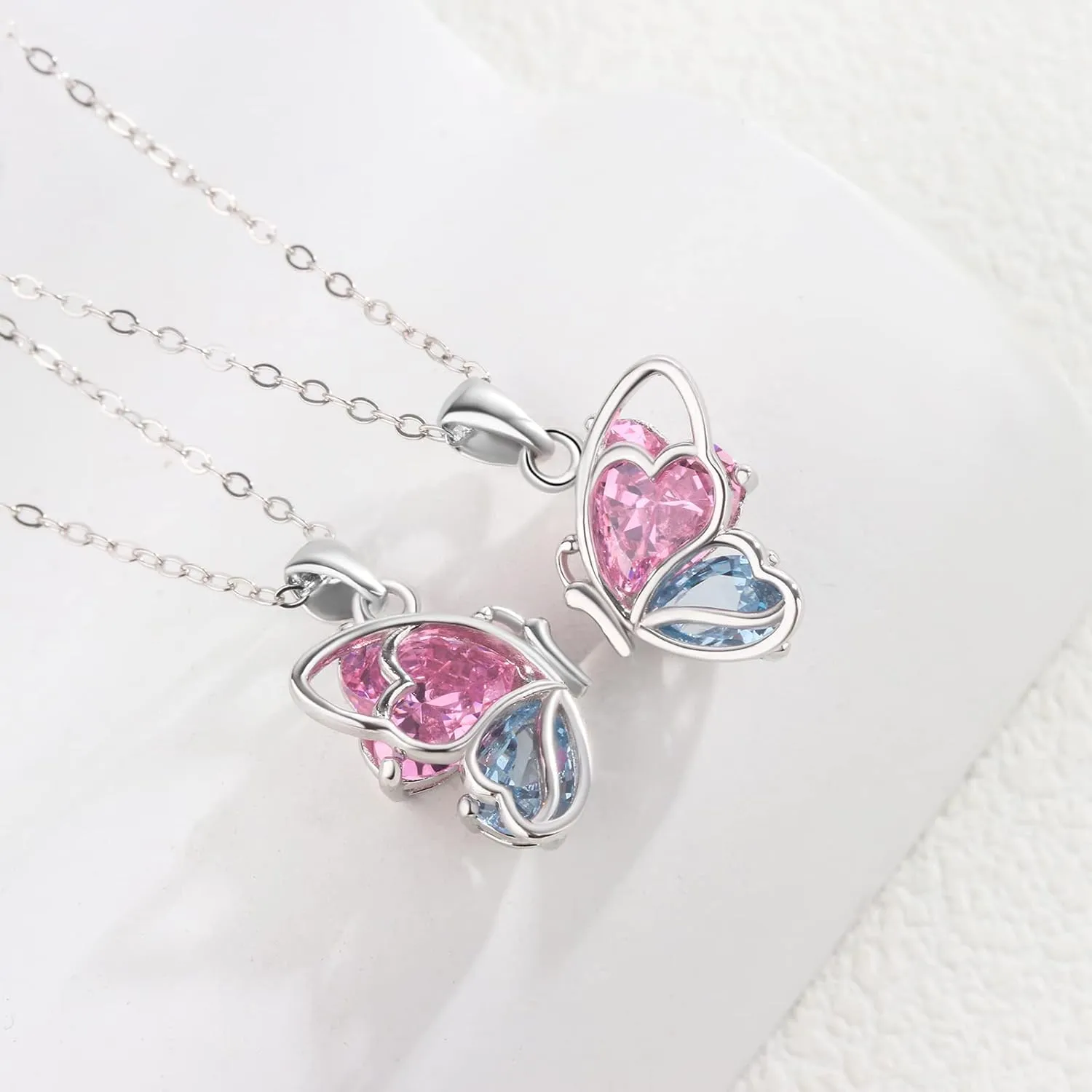 925 Sterling Silver Butterfly Matching Necklaces set 2 Mom and Daughter Necklaces Aunt Niece Matching Necklace Best Friend Friendship Necklaces for 2