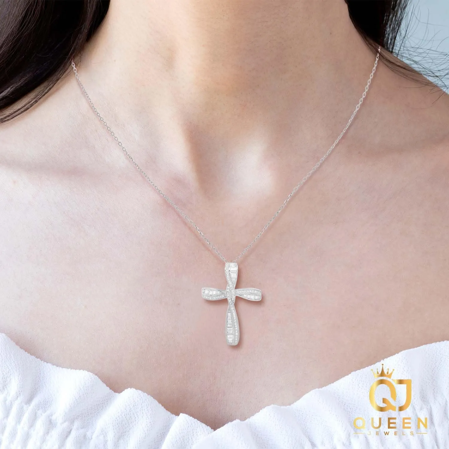 925 Sterling Silver Necklace | 14k Gold Cross Necklaces for Women | Silver Jewelry Crucifix Necklace Women | Dainty Gold Necklace Gold Jewelry for Women | 18" Silver Cross Pendant
