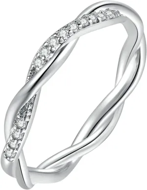 925 Sterling Silver Ring for Women,White Gold Plated Eternity Stackable Engagement Wedding Band CZ Twisted Rope Marriage Ring