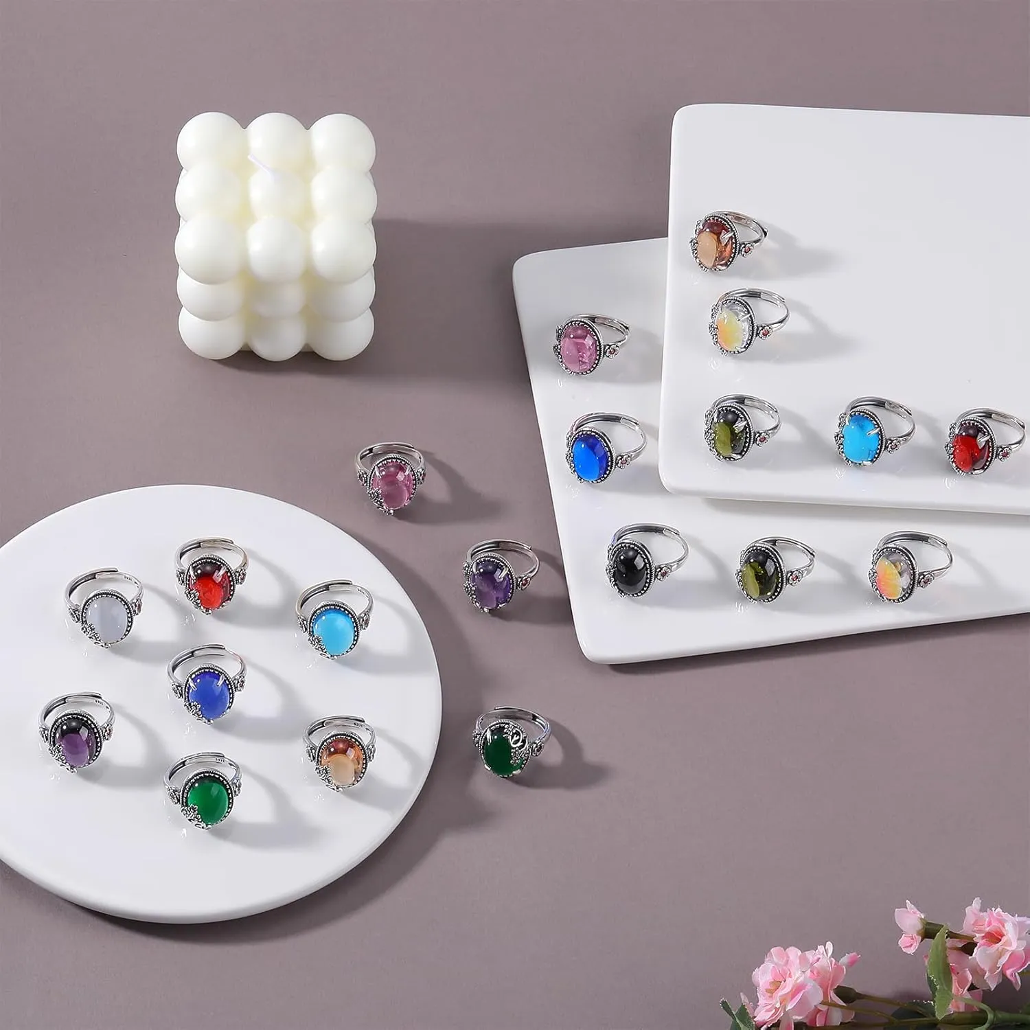 925 Sterling Silver Rings Stone Rings for Women Vintage Rings Gemstone Rings Adjustable Rings Jewelry Gifts For Women