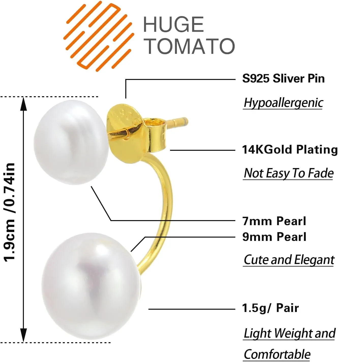 AAA Real Pearl Earring Jackets Double Pearl Drop Earrings with Silver and 18K Gold Plated Clasps Special Earrings for Gift