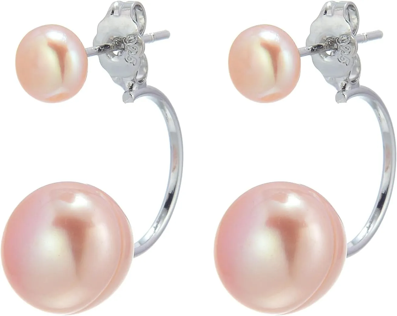 AAA Real Pearl Earring Jackets Double Pearl Drop Earrings with Silver and 18K Gold Plated Clasps Special Earrings for Gift