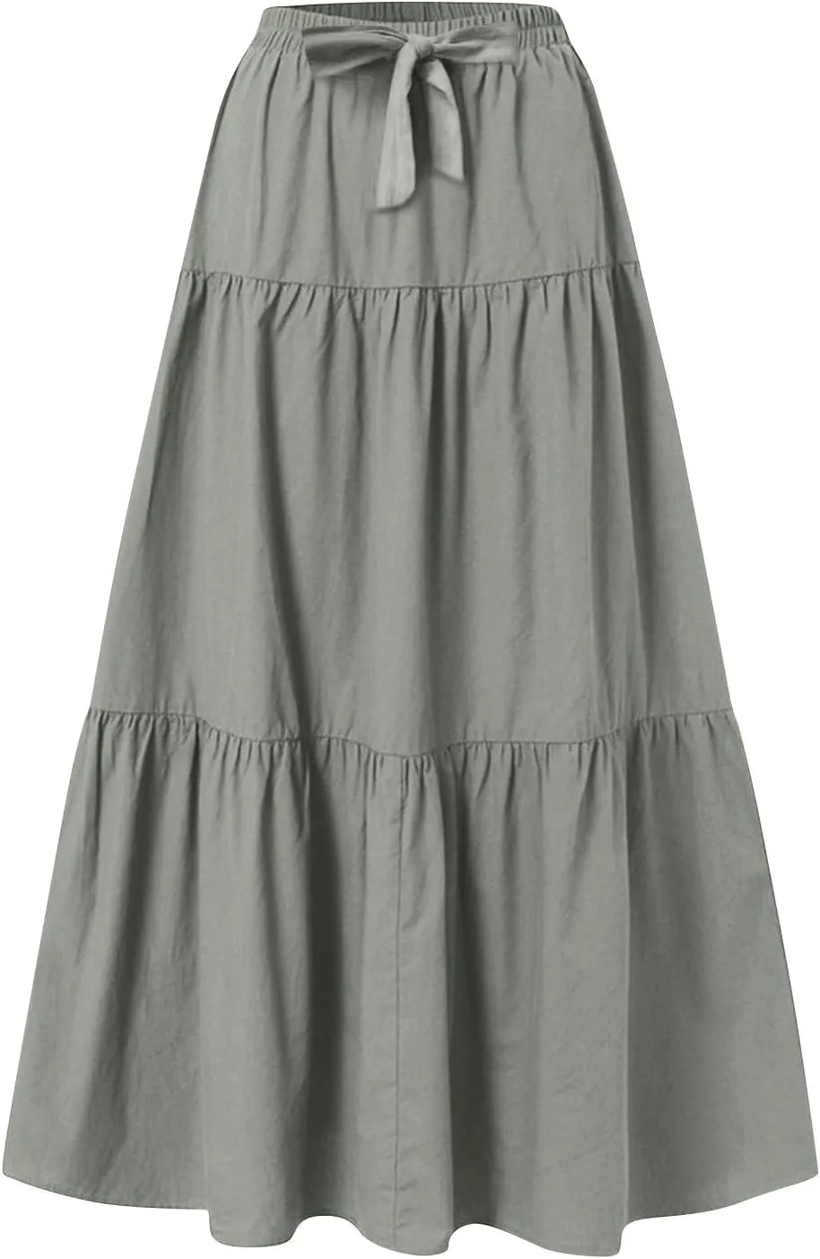 ADHOWBEW Spring Skirts for Women 2025 Elastic Waist Vacation Long Trendy Flowy Tiered Bohemian Skirts