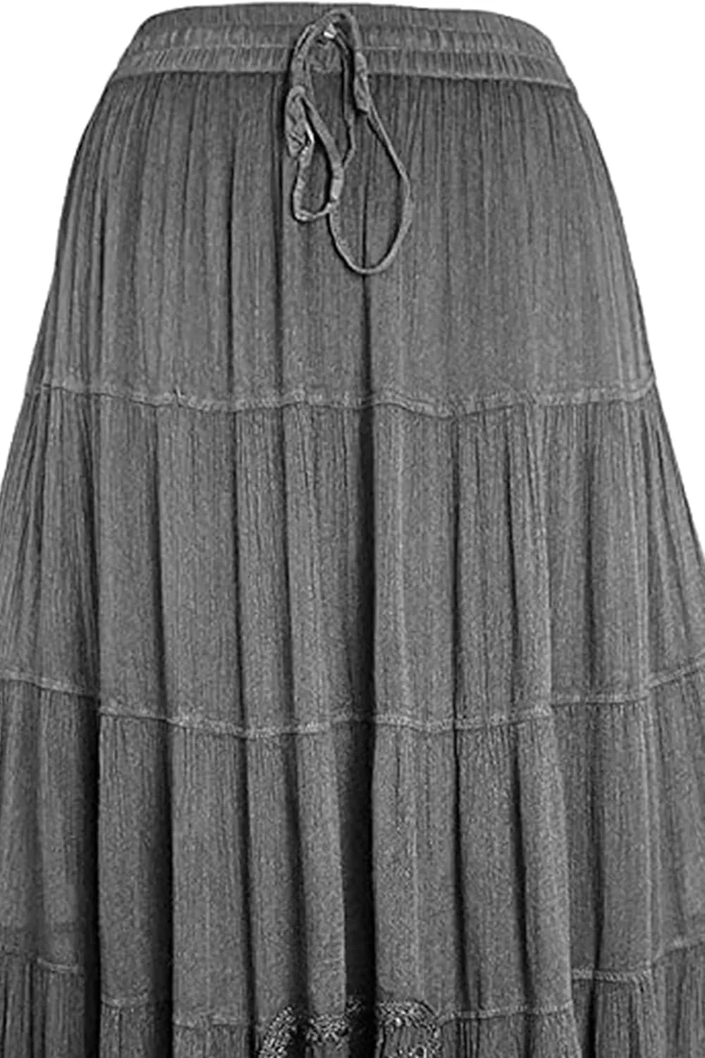 Agan Traders Women's 2025 Spring Peasant Tiered A Line Flared High Low Elastic Waistband Flowy Long Maxi Skirt