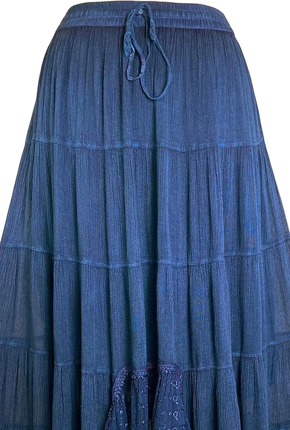 Agan Traders Women's 2025 Spring Peasant Tiered A Line Flared High Low Elastic Waistband Flowy Long Maxi Skirt