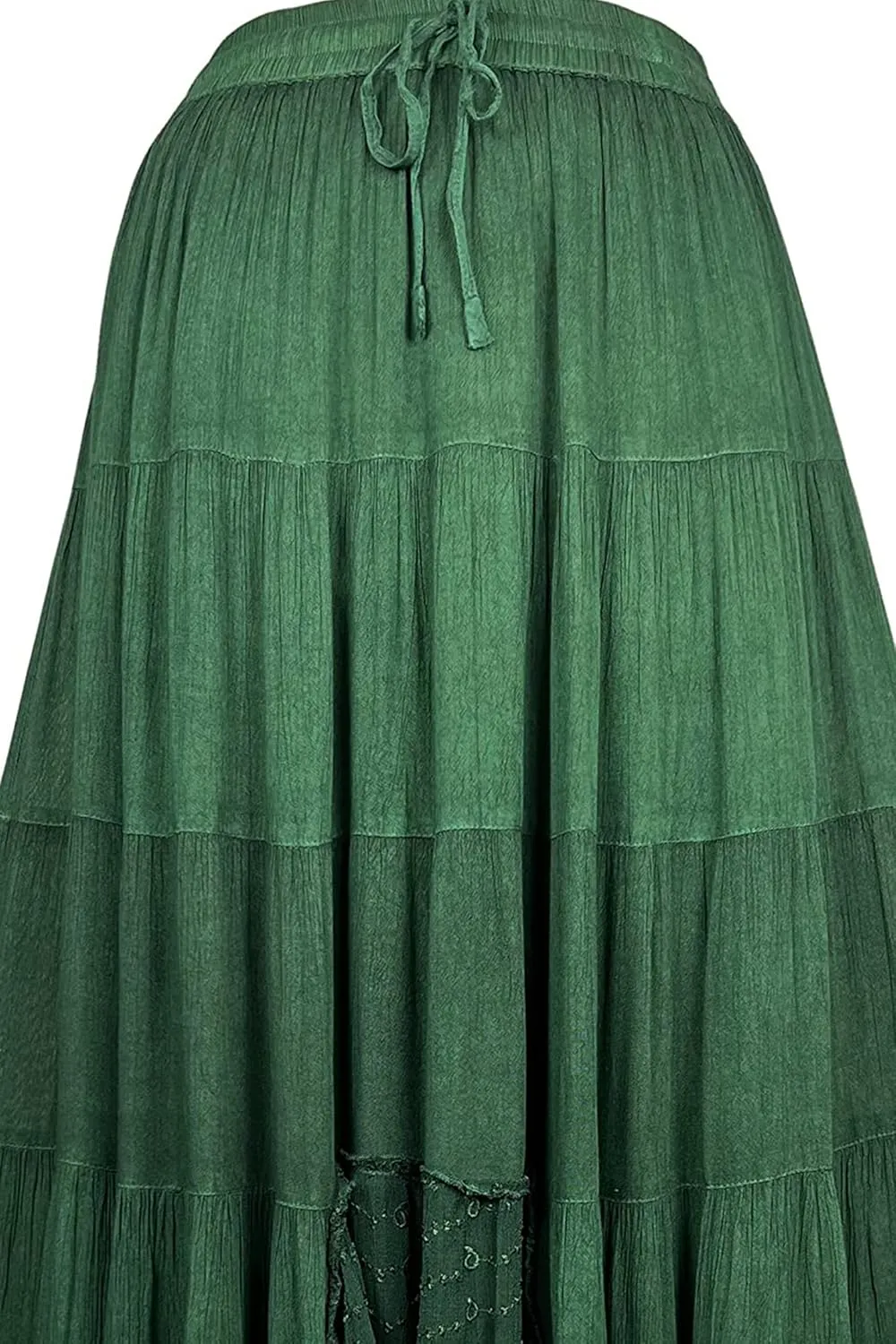 Agan Traders Women's 2025 Spring Peasant Tiered A Line Flared High Low Elastic Waistband Flowy Long Maxi Skirt