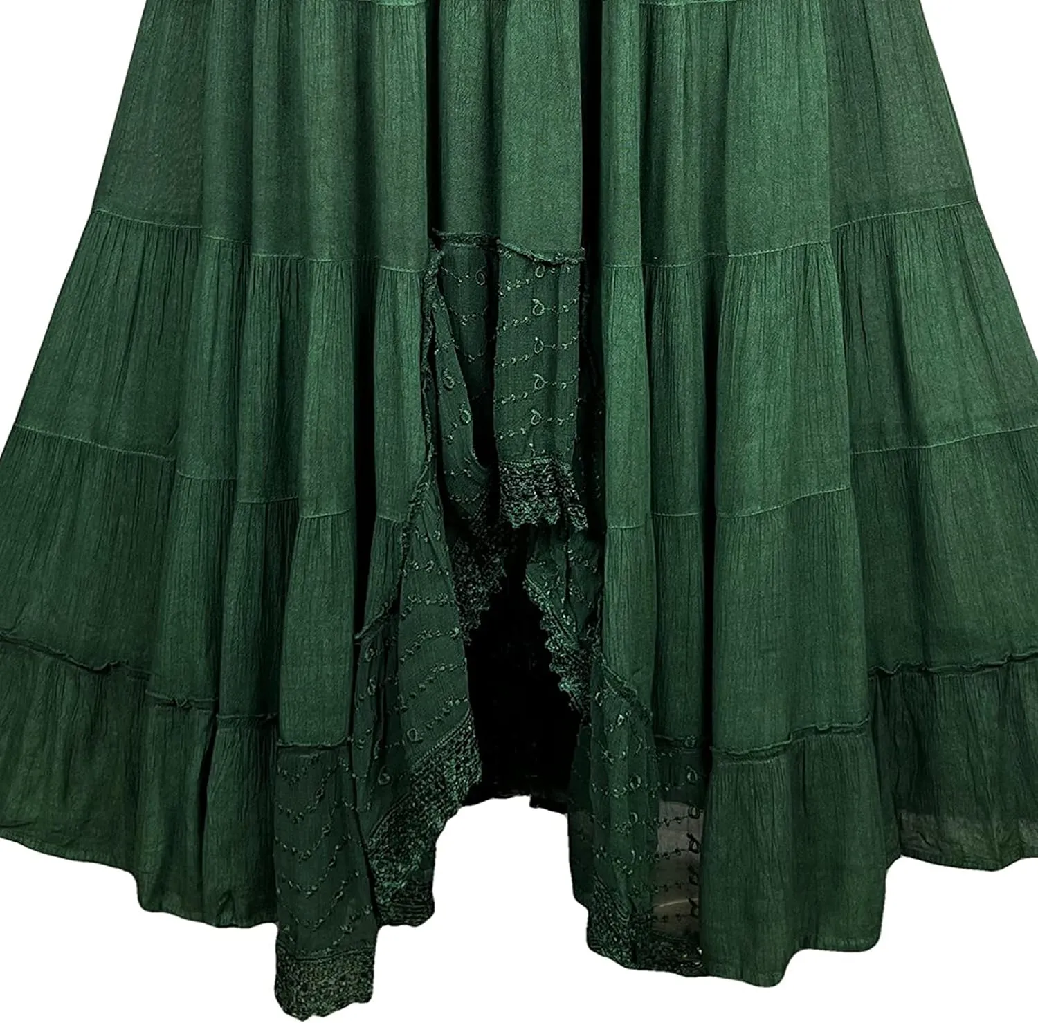 Agan Traders Women's 2025 Spring Peasant Tiered A Line Flared High Low Elastic Waistband Flowy Long Maxi Skirt