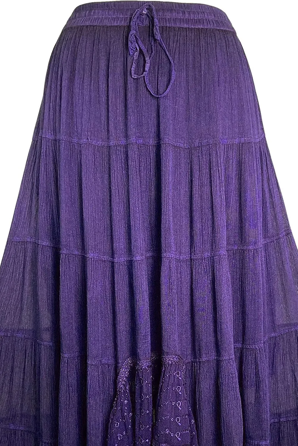 Agan Traders Women's 2025 Spring Peasant Tiered A Line Flared High Low Elastic Waistband Flowy Long Maxi Skirt