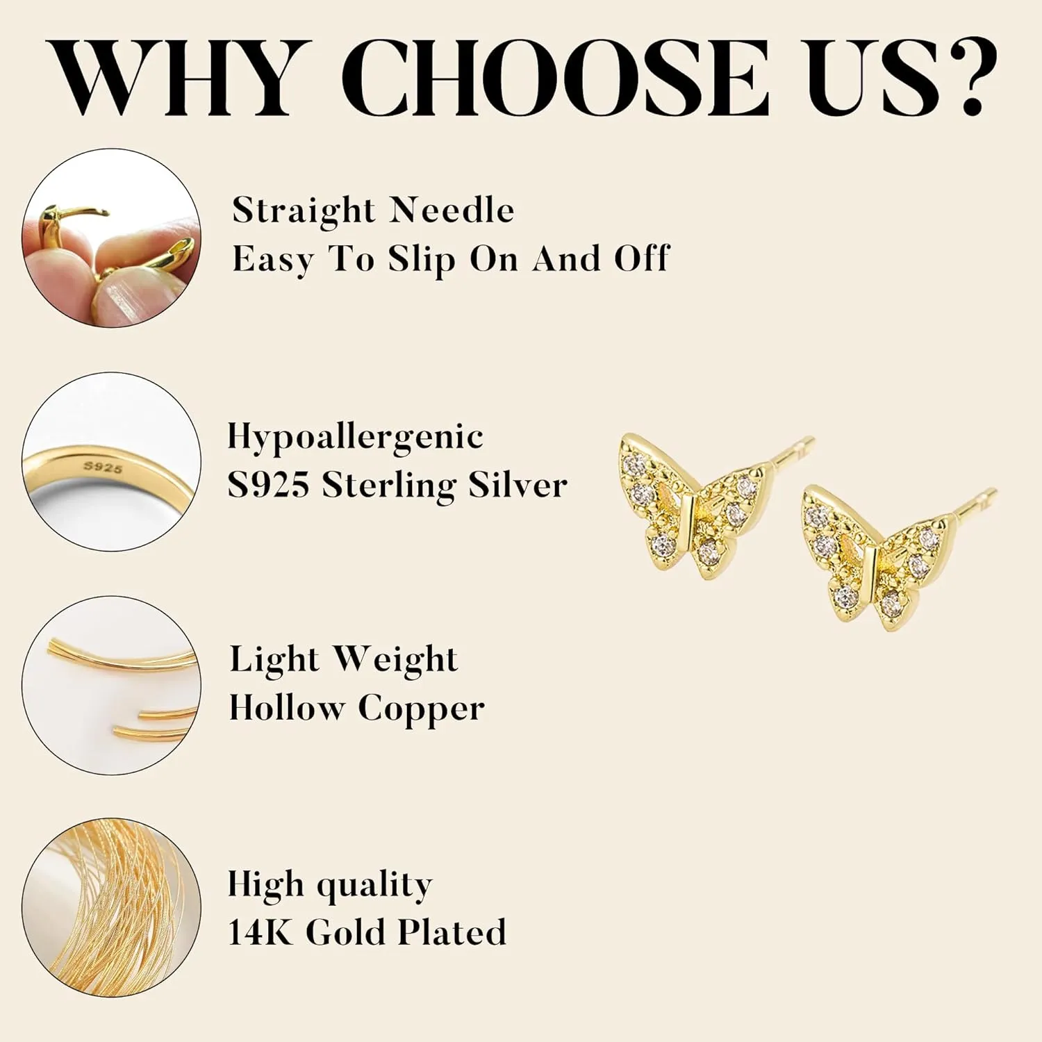 AIMCOO Gold/Silver Hoop Earrings for Women, Cute Huggie Dangle Earrings Studs for Women, Trendy Hypoallergenic Stainless Steel Small Cartilage Earring Sets for Multiple Piercing for Jewelry Gift