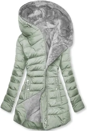 Akklian Womens Hooded Padded Cotton Jacket Winter Zipper Down Jackets & Parkas Fur Waterproof Puffer Coat Thickened Outerwear