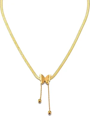 Aktully 18K Gold Layered Butterfly Necklaces for Women Butterfly Pendant Crystal Choker Necklace Gifts Butterfly Necklace for Girls Simple Necklaces for Women Butterfly Chain Cute Necklaces