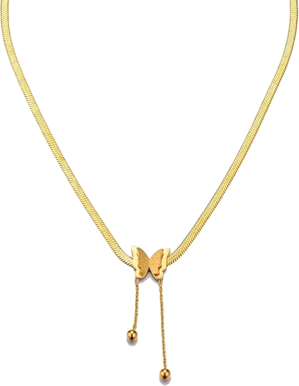 Aktully 18K Gold Layered Butterfly Necklaces for Women Butterfly Pendant Crystal Choker Necklace Gifts Butterfly Necklace for Girls Simple Necklaces for Women Butterfly Chain Cute Necklaces