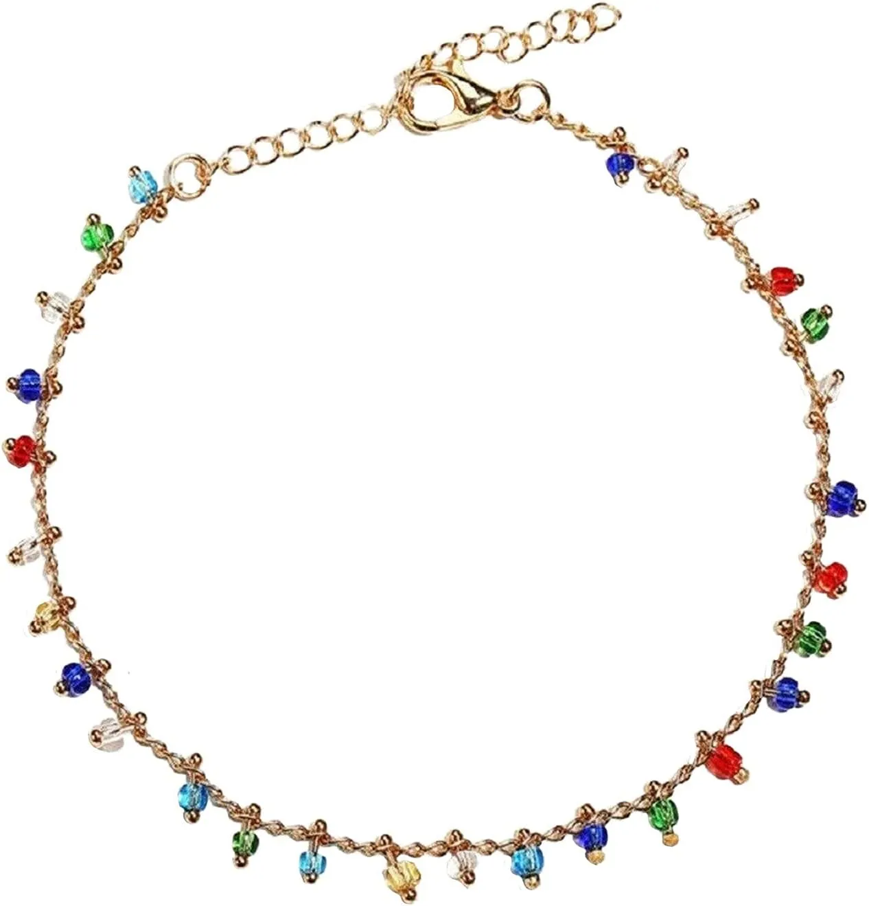 Anklets for Women Sterling Silver With Charm Gold Plated Anklets Layered Cuban Link Chain Waterproof Herringbone Paperclip Beaded Herringbone Cute Heart Link Anklet Set Pack Summer Beach Jewelry Gift