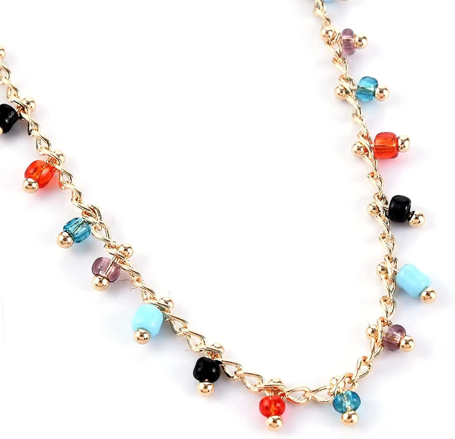 Anklets for Women Sterling Silver With Charm Gold Plated Anklets Layered Cuban Link Chain Waterproof Herringbone Paperclip Beaded Herringbone Cute Heart Link Anklet Set Pack Summer Beach Jewelry Gift