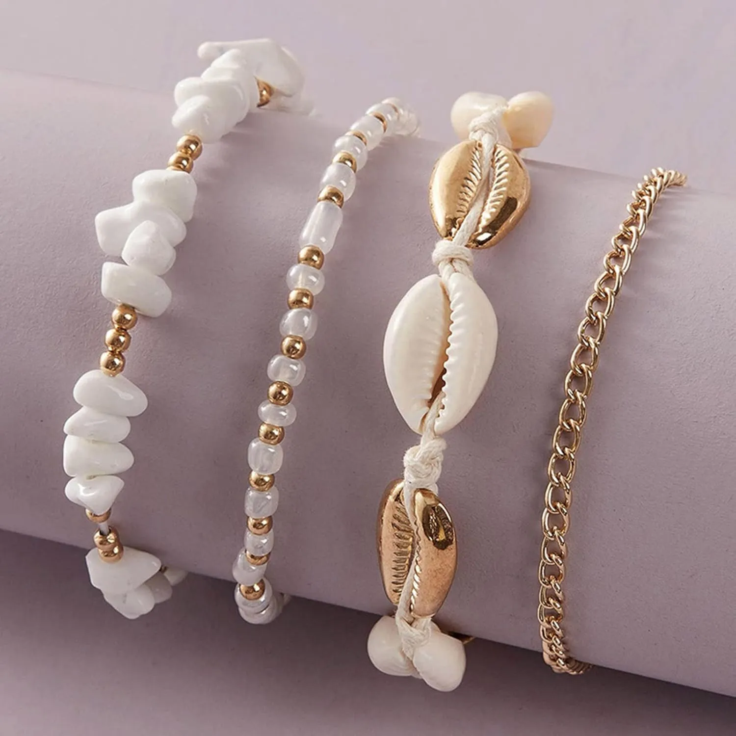 Anklets for Women Waterproof Gold Flowers Gold Plated Anklets Layered Cuban Link Chain Waterproof Herringbone Paperclip Beaded Herringbone Cute Heart Link Anklet Set Pack Summer Beach Jewelry Gift