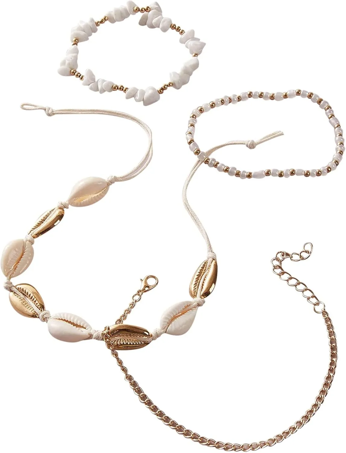 Anklets for Women Waterproof Gold Flowers Gold Plated Anklets Layered Cuban Link Chain Waterproof Herringbone Paperclip Beaded Herringbone Cute Heart Link Anklet Set Pack Summer Beach Jewelry Gift