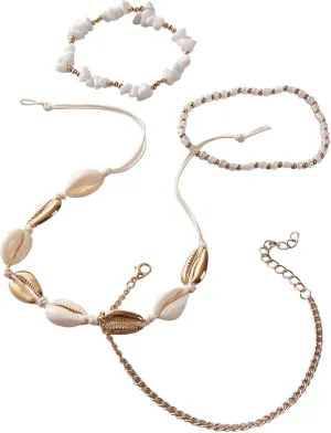 Anklets for Women Waterproof Gold Flowers Gold Plated Anklets Layered Cuban Link Chain Waterproof Herringbone Paperclip Beaded Herringbone Cute Heart Link Anklet Set Pack Summer Beach Jewelry Gift