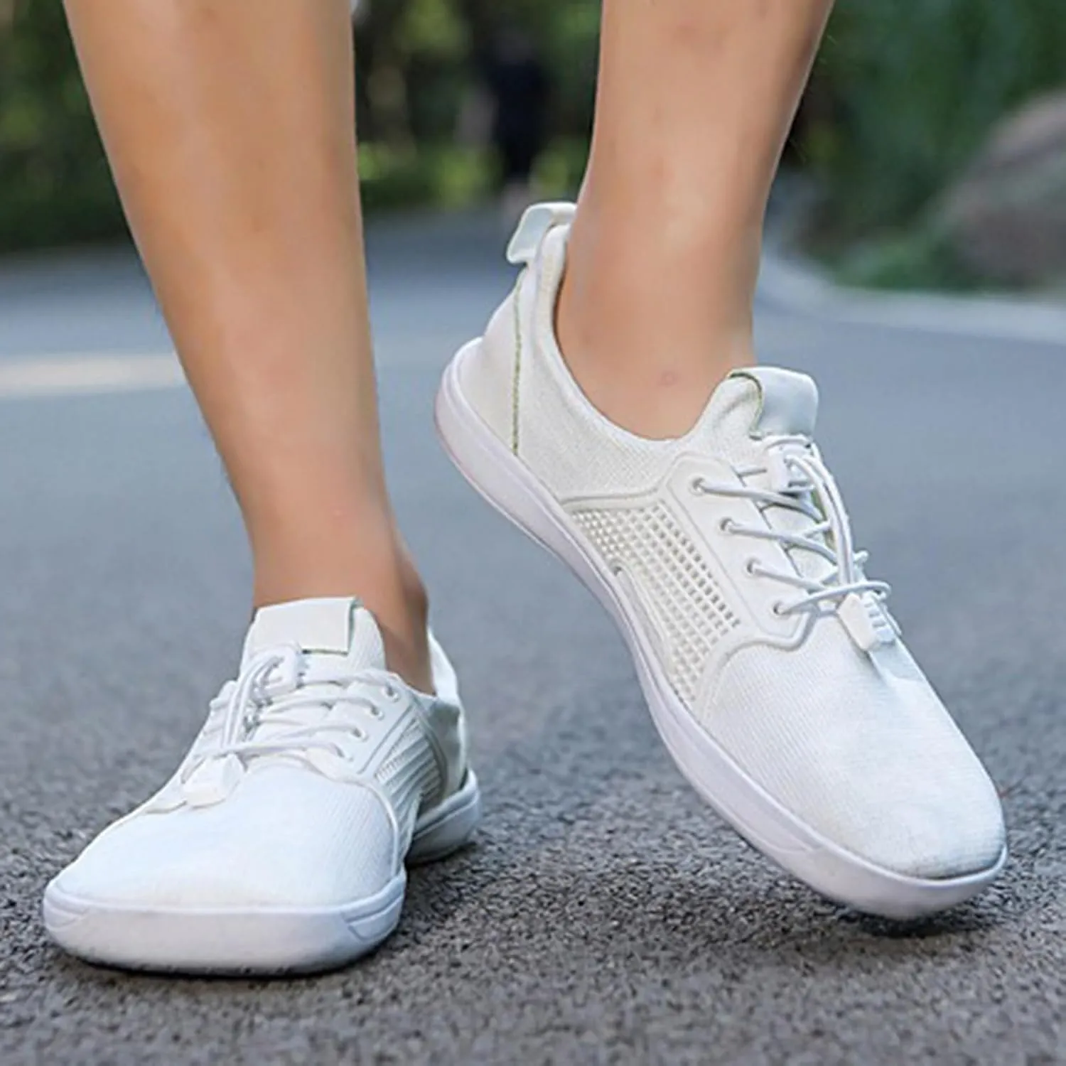 Arch Support Orthopedic Sneakers for Women Breathable Zero Drop Adjustable Barefoot Shoes Fly Woven Mesh Shoe