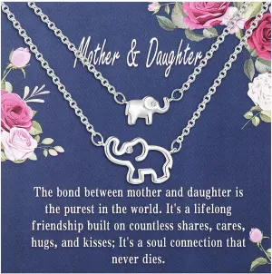 Ascona Mother Daughter Elephant Necklaces Set for 2/3, Mom Daughter Necklaces Set Matching Necklaces Mothers Day Christmas Birthday Gift for Women Jewelry
