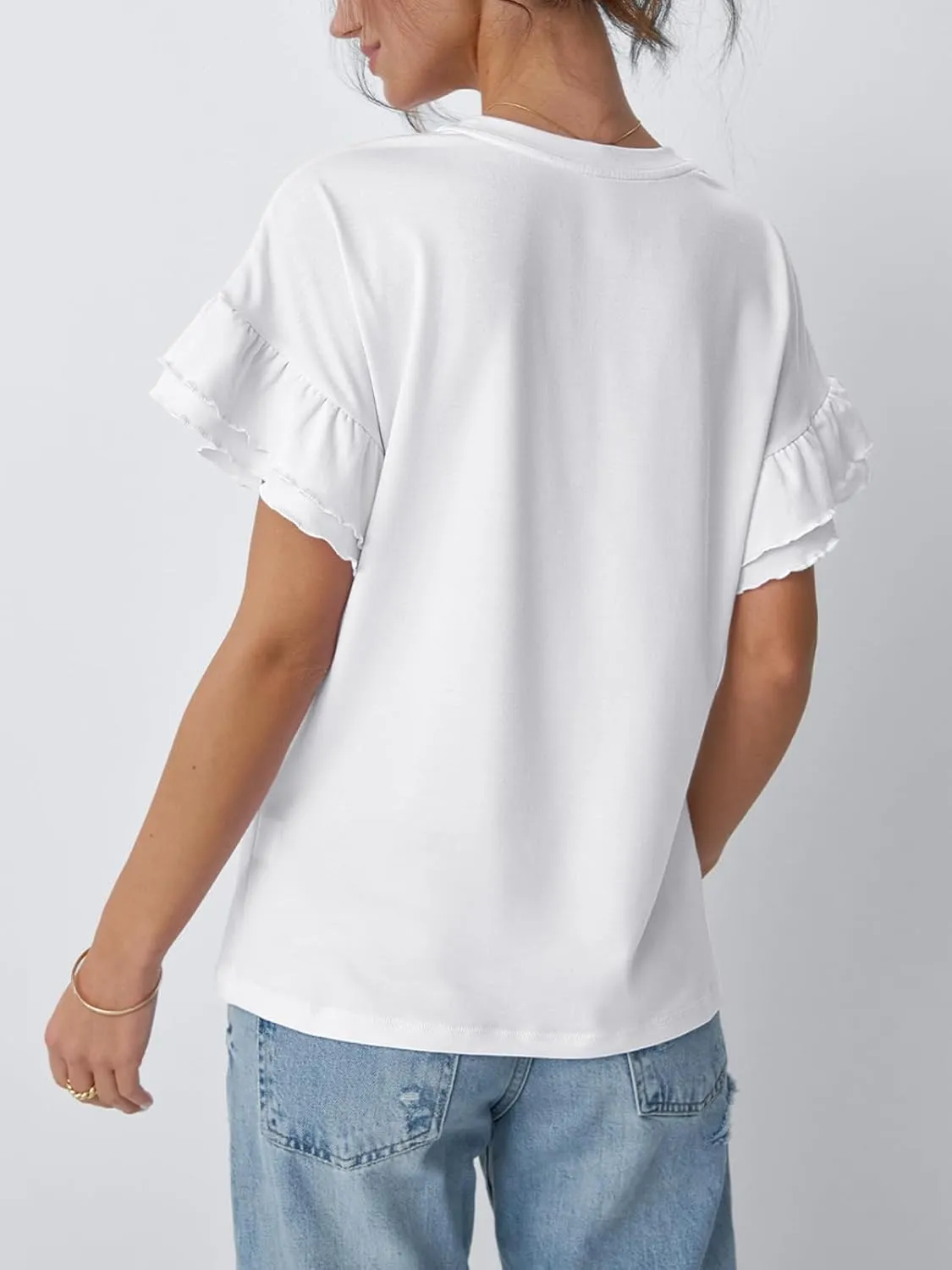 AUTOMET Women's Ruffle Short Sleeve Shirts Dressy Casual 2025 Summer Crewneck Cute Tops Trendy Outfits Fashion Clothes