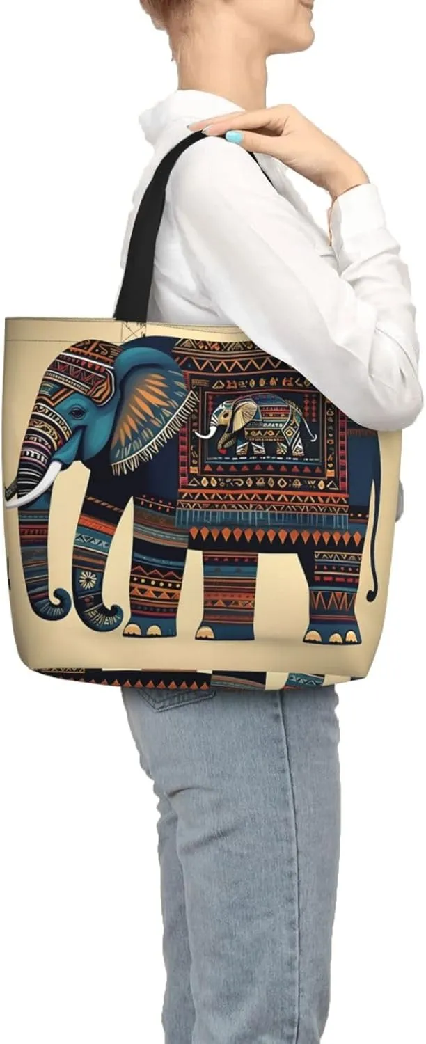 Aztec Elephant Print Fashion Tote Bag,Travel Handbag For Women, Hobo Bags, Work Shoulder Bags Crossbody Bag