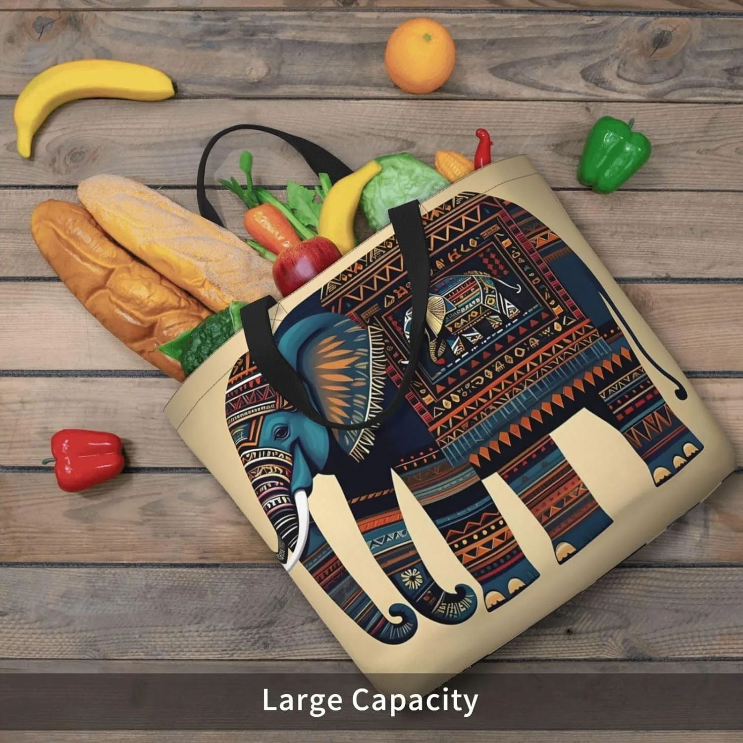 Aztec Elephant Print Fashion Tote Bag,Travel Handbag For Women, Hobo Bags, Work Shoulder Bags Crossbody Bag