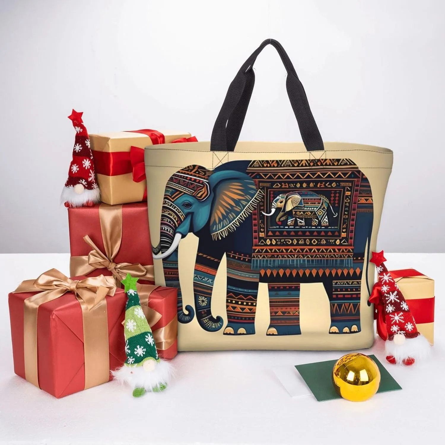 Aztec Elephant Print Fashion Tote Bag,Travel Handbag For Women, Hobo Bags, Work Shoulder Bags Crossbody Bag