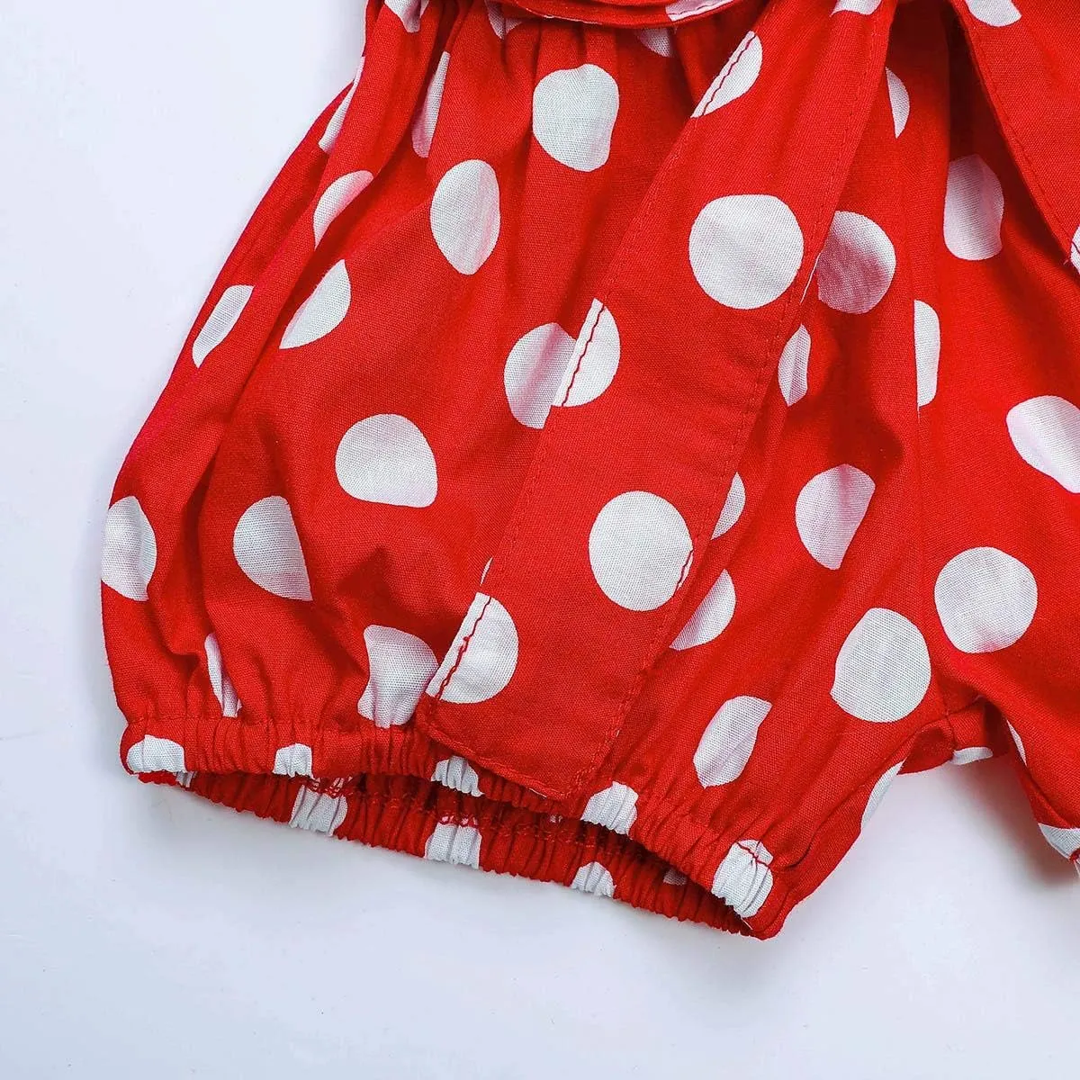 Baby Girls Ruffle Sleeves Romper Top Polka Dots Shorts Pants Set with Headband Birthday Outfit Summer Boutique Clothes