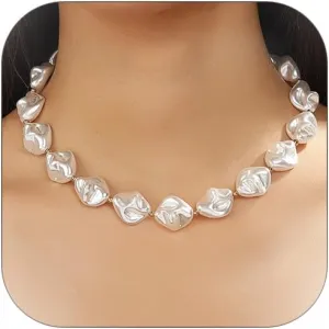 Baroque Pearl Choker Necklace for Women Chunky Pearl Necklaces Toggle Necklaces Trendy Jewelry Gift