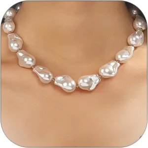 Baroque Pearl Choker Necklace for Women Chunky Pearl Necklaces Toggle Necklaces Trendy Jewelry Gift