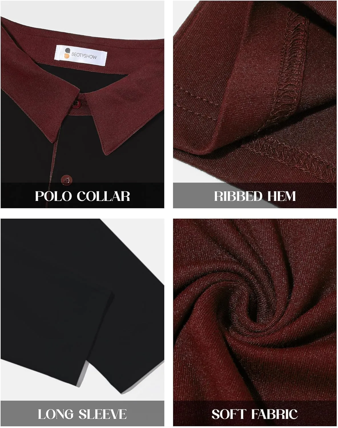 Beotyshow Mens Striped Polo Shirts Long Sleeve Contrast Color Golf Casual Shirt Collared Fashion T Shirts